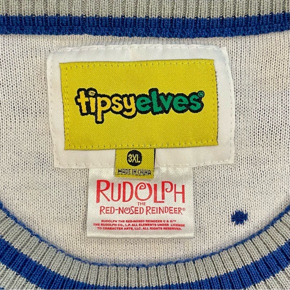 Tipsy Elves Romantic Bumble Sweater Mens 3XL Big And Tall Ugly Christmas Rudolph - Picture 3 of 5